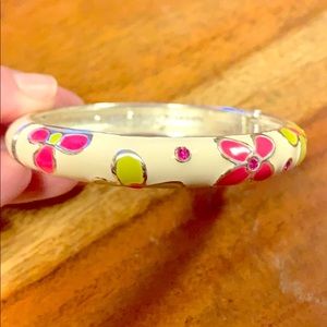 Pink and green flower bracelet